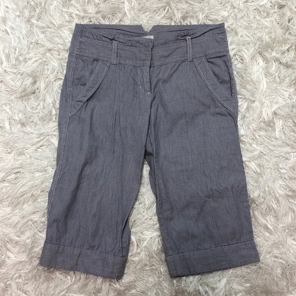 Anthropologie Elevenses Blue/White striped capris